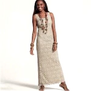 Chicos Cassandra Crochet Lace Maxi Dress Sz S